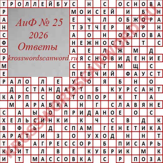 Ответы на кроссворд АиФ 25 2026
