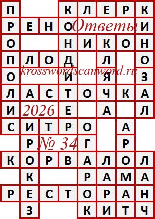 Ответы на сканворд из АиФ 34 2026
